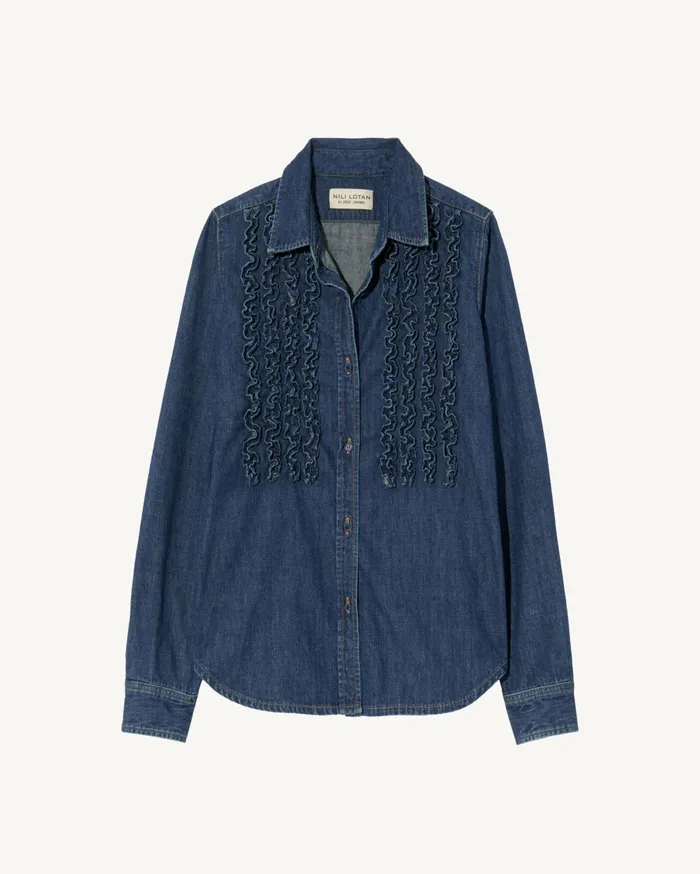 Nili Lotan LEXA DENIM SHIRT Classic Wash Women Tops
