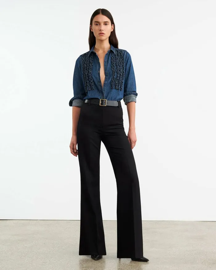 Nili Lotan LEXA DENIM SHIRT Classic Wash Women Tops