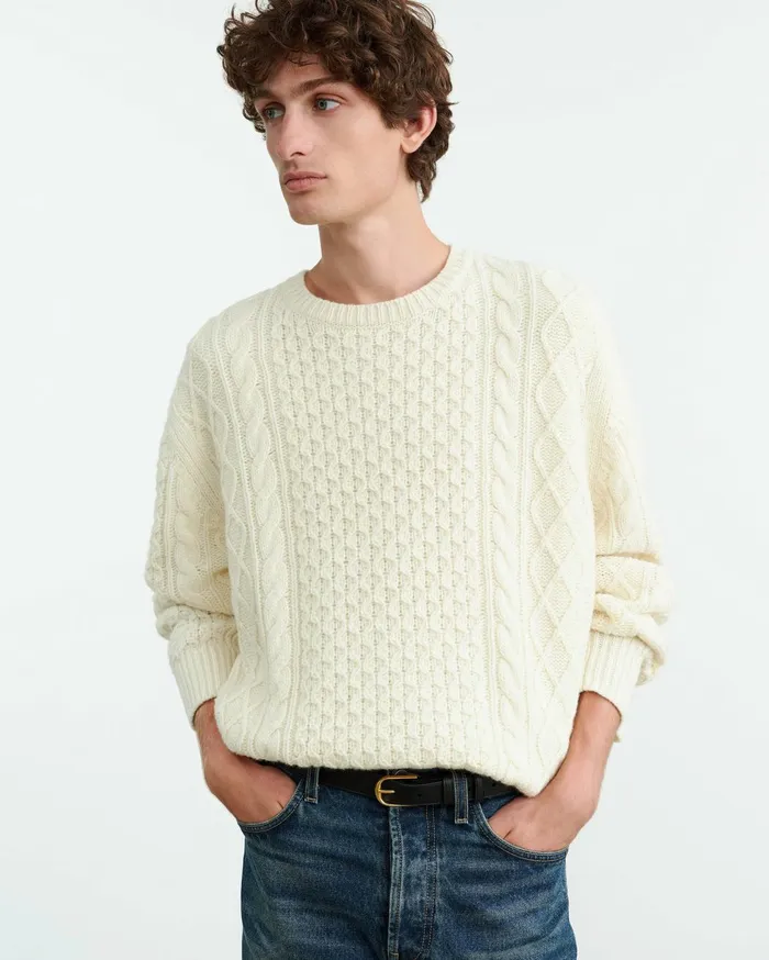 Nili Lotan OWEN SWEATER Ivory Men Sweaters