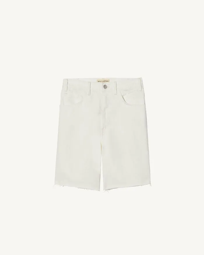 Nili Lotan RUSSEL DENIM SHORT Cream Women Pants and Shorts