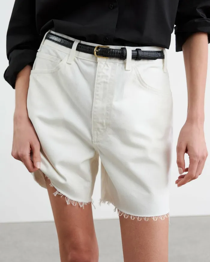 Nili Lotan RUSSEL DENIM SHORT Cream Women Pants and Shorts