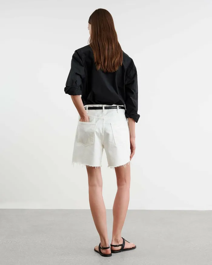 Nili Lotan RUSSEL DENIM SHORT Cream Women Pants and Shorts