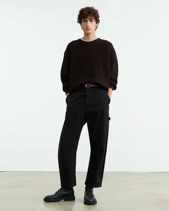 Nili Lotan TYLER SWEATER Dark Brown Men Sweaters