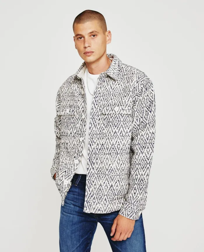 Nolan Jacket Diamond Chevron Blue Multi Men AG Jeans Jackets