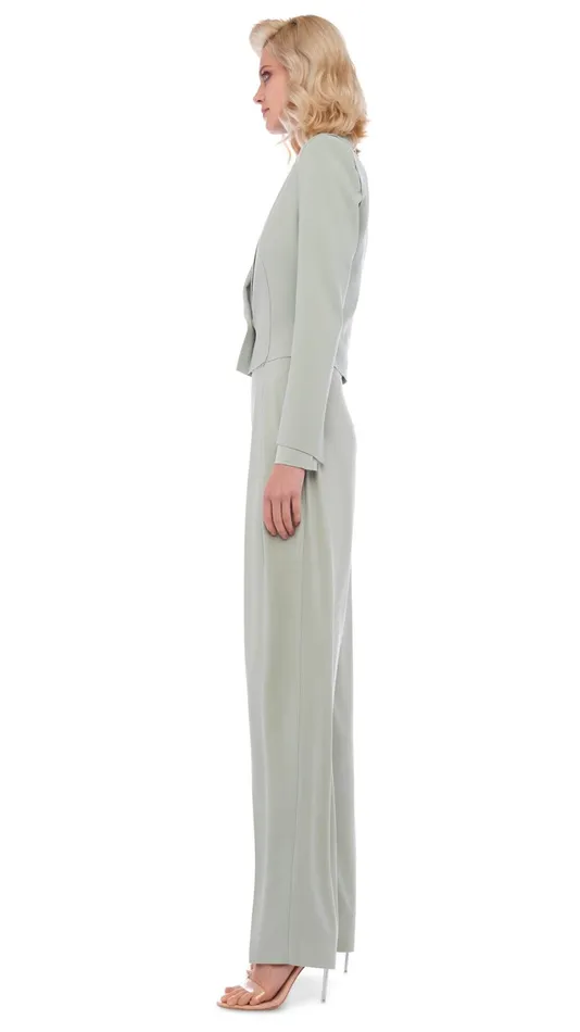 Norma Kamali Bottoms TAPERED PLEATED TROUSER Dried Sage 8211 Clothing