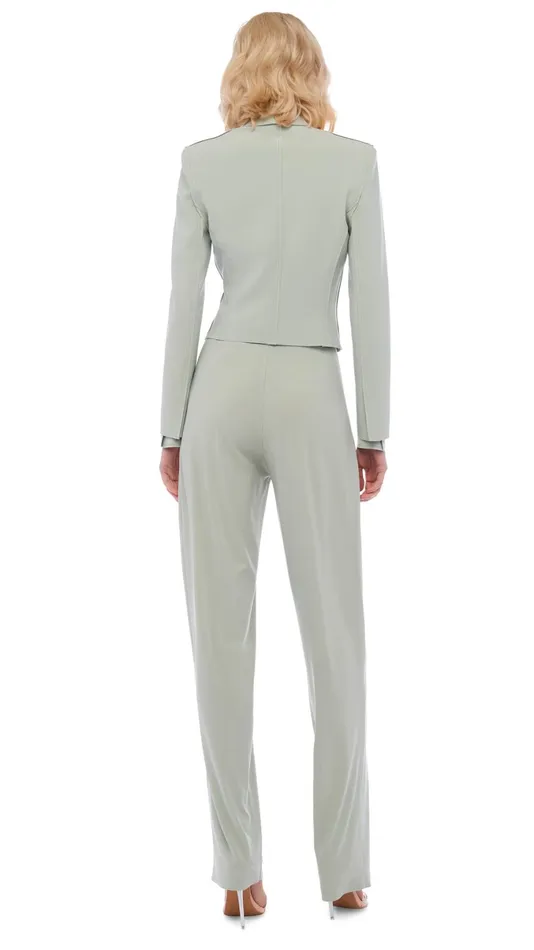 Norma Kamali Bottoms TAPERED PLEATED TROUSER Dried Sage 8211 Clothing