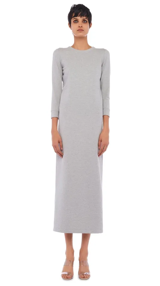 Norma Kamali Dresses 34 SLEEVE TAILORED TERRY GOWN Light Heather Grey 8211 Clothing Norma Kamali Dresses 34 SLEEVE TAILORED TERRY GOWN Light Heather Grey 8211 Clothing
