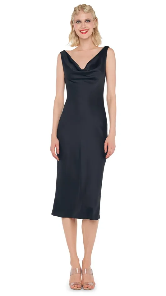 Norma Kamali Dresses DEEP DRAPE NECK DRESS Black 8211 Clothing