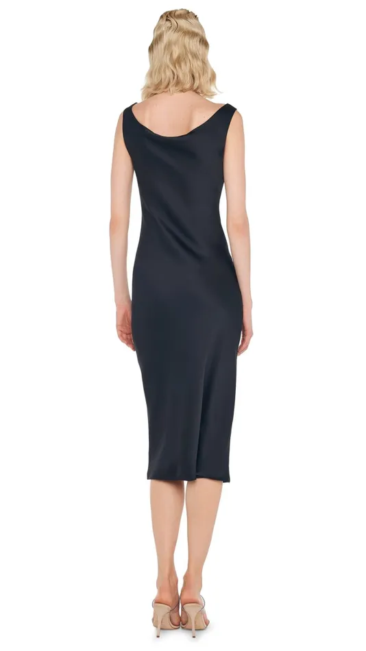 Norma Kamali Dresses DEEP DRAPE NECK DRESS Black 8211 Clothing