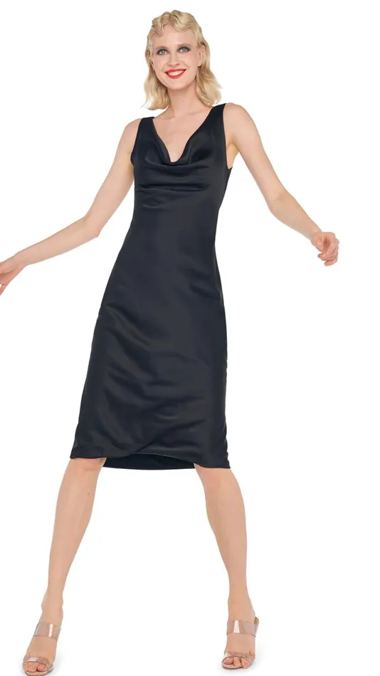 Norma Kamali Dresses DEEP DRAPE NECK DRESS Black 8211 Clothing