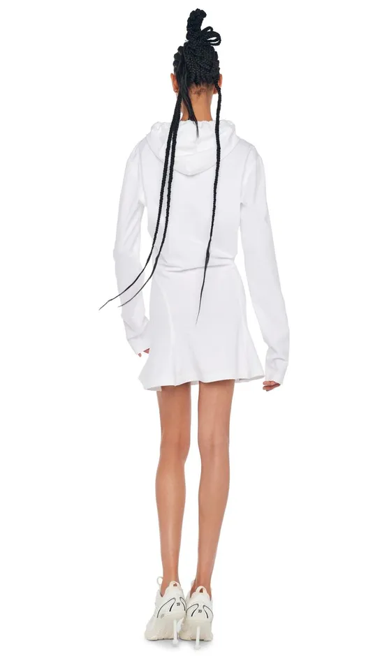 Norma Kamali Dresses HOODED FISHTAIL MINI DRESS Snow White 8211 Clothing