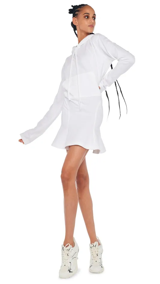 Norma Kamali Dresses HOODED FISHTAIL MINI DRESS Snow White 8211 Clothing