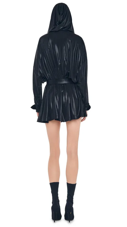 Norma Kamali Dresses HOODED OS BF NK SHIRT MINI DRESS Black 8211 Clothing