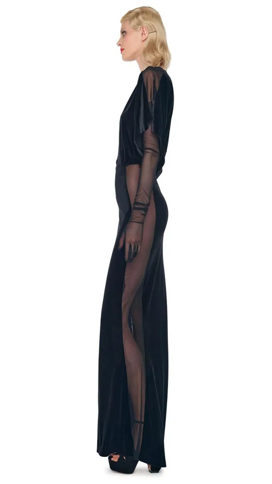 Norma Kamali Dresses OBIE GOWN W MESH SIDES Blackblack Mesh 8211 Clothing