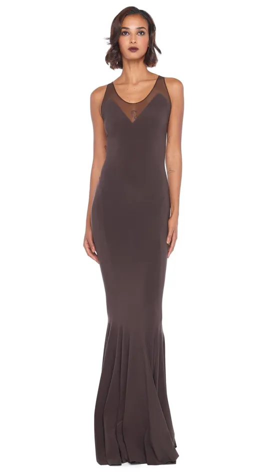 Norma Kamali Dresses RACER FISHTAIL GOWN Chocolatechocolate Mesh 8211 Clothing Norma Kamali Dresses RACER FISHTAIL GOWN Chocolatechocolate Mesh 8211 Clothing