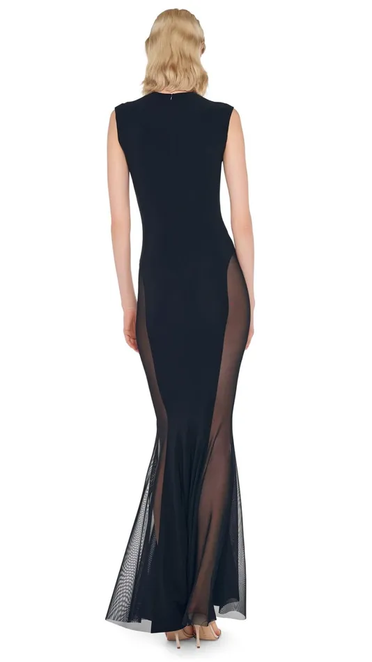 Norma Kamali Dresses SLEEVELESS FISHTAIL GOWN Blackblack Mesh 8211 Clothing