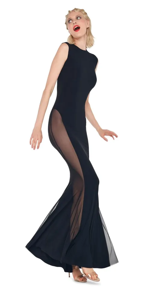 Norma Kamali Dresses SLEEVELESS FISHTAIL GOWN Blackblack Mesh 8211 Clothing