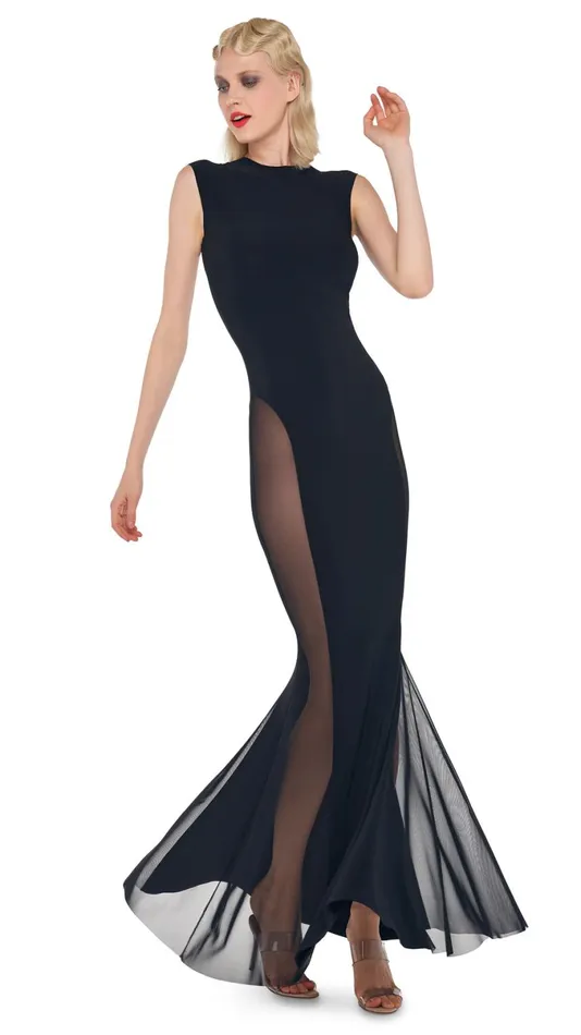 Norma Kamali Dresses SLEEVELESS FISHTAIL GOWN Blackblack Mesh 8211 Clothing