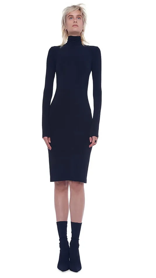 Norma Kamali Dresses SLIM FIT TURTLE DRESS Black 8211 Clothing