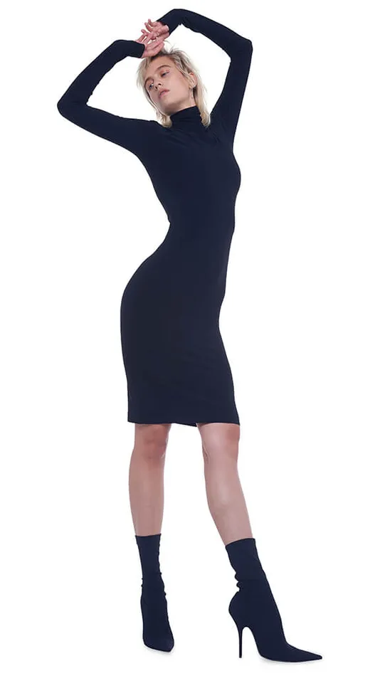 Norma Kamali Dresses SLIM FIT TURTLE DRESS Black 8211 Clothing