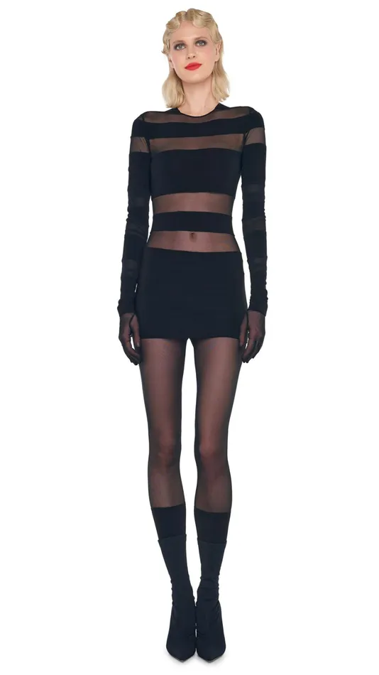 Norma Kamali Dresses SPLICED PICKLEBALL DRESS Blackblack Mesh 8211 Clothing