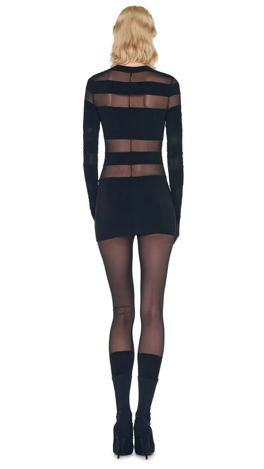 Norma Kamali Dresses SPLICED PICKLEBALL DRESS Blackblack Mesh 8211 Clothing