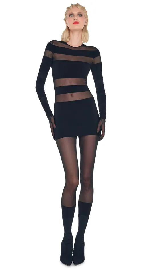 Norma Kamali Dresses SPLICED PICKLEBALL DRESS Blackblack Mesh 8211 Clothing