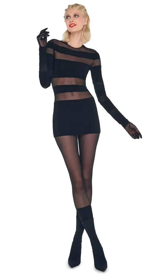 Norma Kamali Dresses SPLICED PICKLEBALL DRESS Blackblack Mesh 8211 Clothing