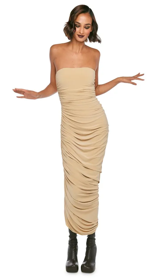 Norma Kamali Dresses STRAPLESS DIANA GOWN Sand 8211 Clothing