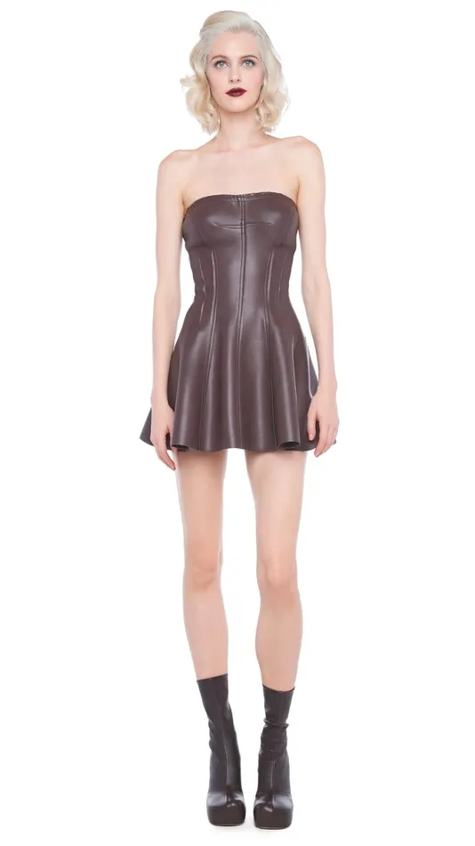 Norma Kamali Dresses STRAPLESS GRACE MINI DRESS Chocolate 8211 Clothing