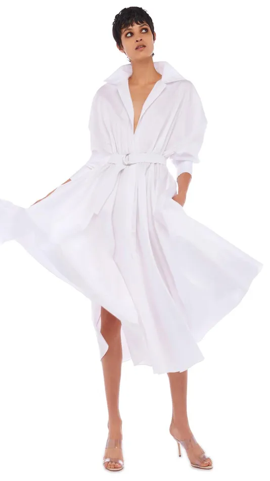 Norma Kamali Dresses SUPER OS BF NK SHIRT DRESS White 8211 Clothing