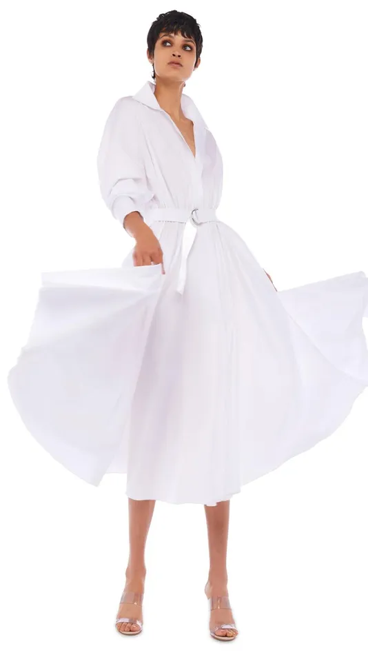 Norma Kamali Dresses SUPER OS BF NK SHIRT DRESS White 8211 Clothing