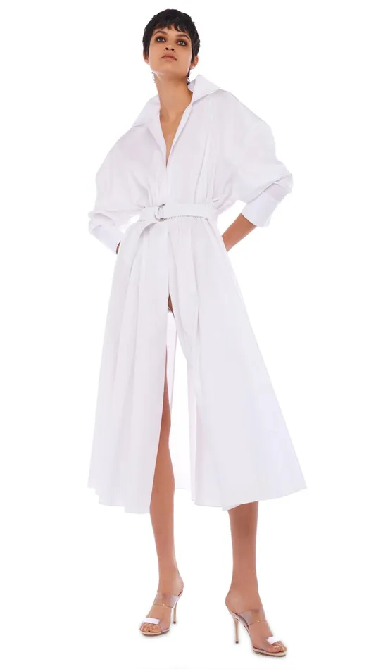 Norma Kamali Dresses SUPER OS BF NK SHIRT DRESS White 8211 Clothing