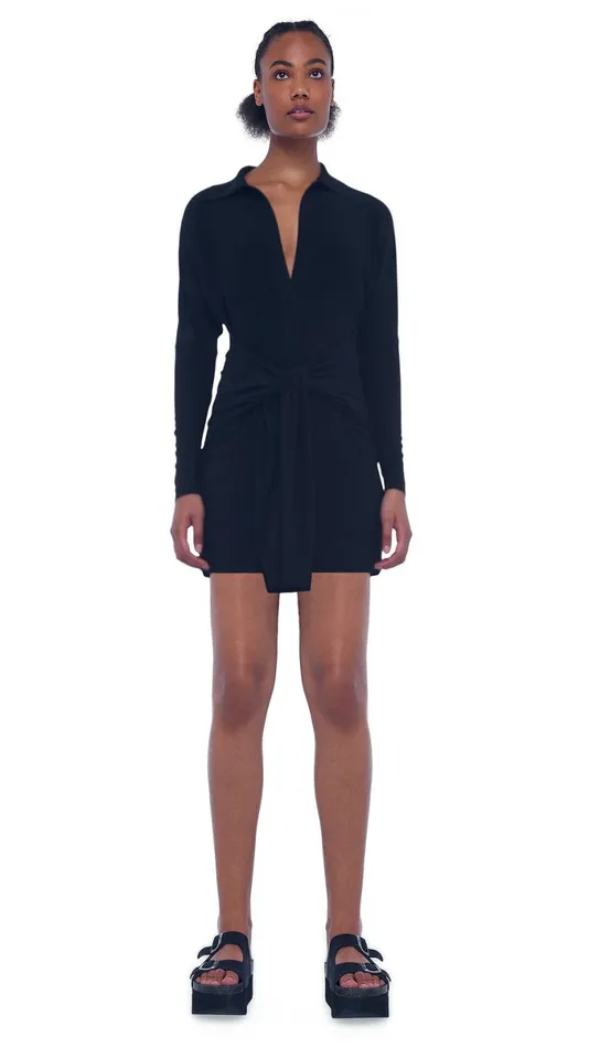 Norma Kamali Dresses TY FRONT MINI DRESS Black 8211 Clothing