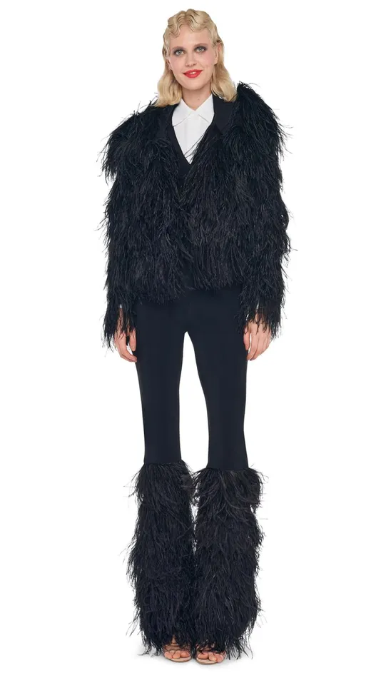 Norma Kamali Jackets ALL OVER FEATHER JACKET Black 8211 Clothing