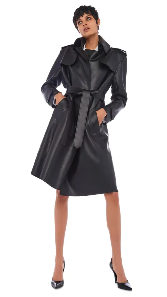 Norma Kamali Jackets DOUBLE BREASTED TRENCH Black 8211 Clothing