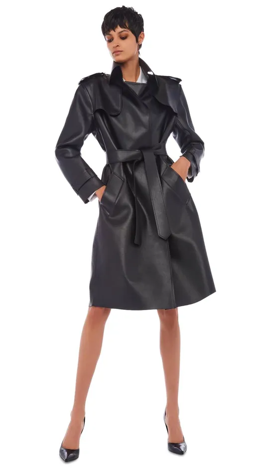 Norma Kamali Jackets DOUBLE BREASTED TRENCH Black 8211 Clothing