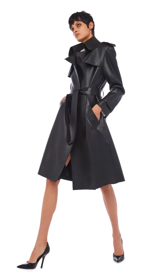 Norma Kamali Jackets DOUBLE BREASTED TRENCH Black 8211 Clothing