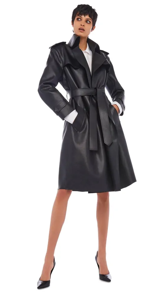 Norma Kamali Jackets DOUBLE BREASTED TRENCH Black 8211 Clothing