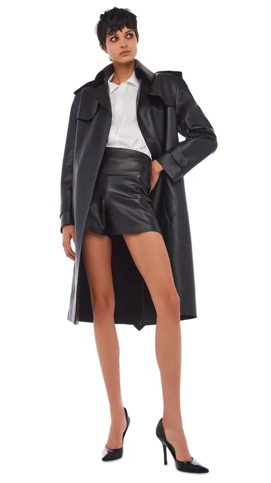 Norma Kamali Jackets DOUBLE BREASTED TRENCH Black 8211 Clothing