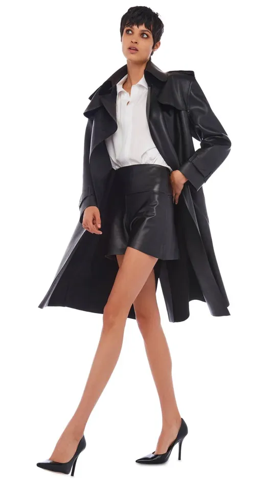 Norma Kamali Jackets DOUBLE BREASTED TRENCH Black 8211 Clothing