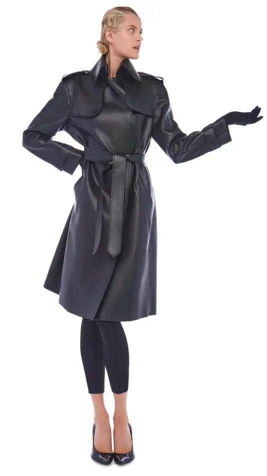 Norma Kamali Jackets DOUBLE BREASTED TRENCH Black 8211 Clothing
