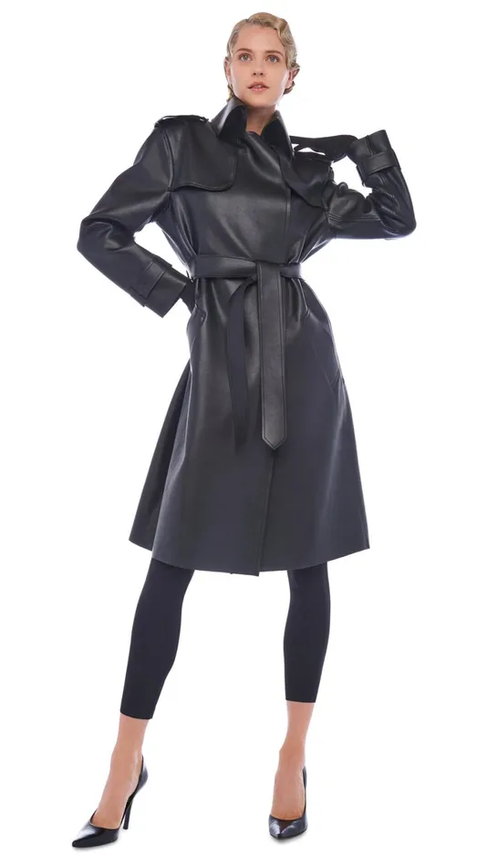 Norma Kamali Jackets DOUBLE BREASTED TRENCH Black 8211 Clothing