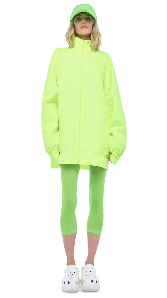 Norma Kamali Jackets QUILTED OS BOMBER JACKET Highlighter 8211 Clothing