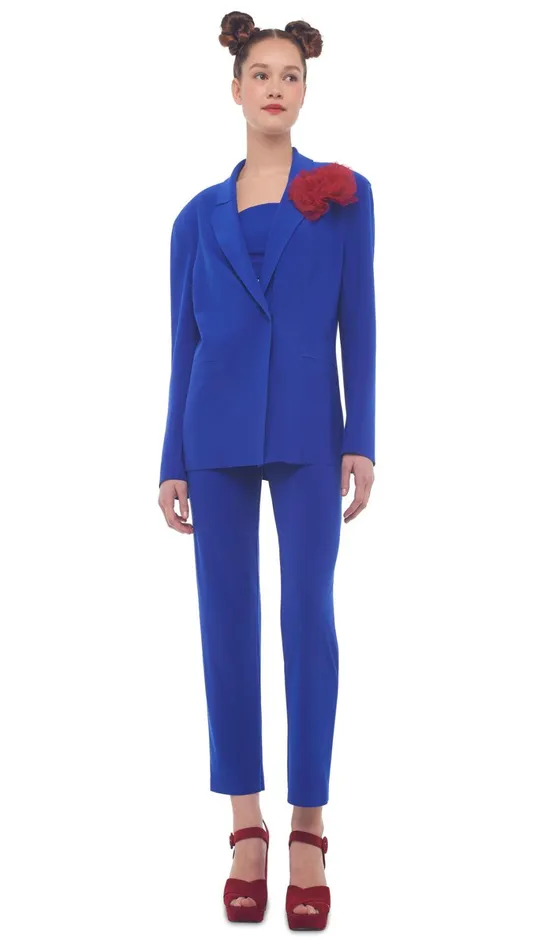 Norma Kamali Jackets SB STRAIGHT FIT JACKET Cobalt 8211 Clothing