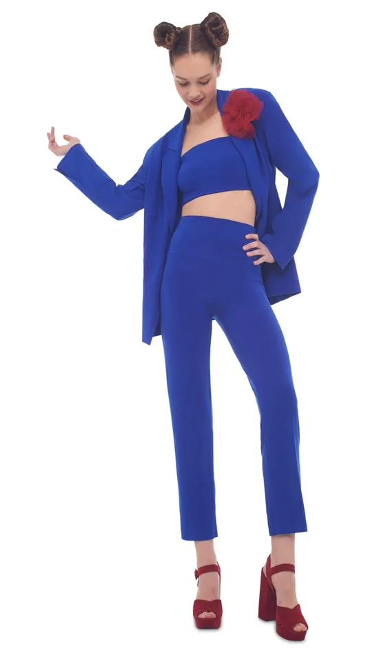 Norma Kamali Jackets SB STRAIGHT FIT JACKET Cobalt 8211 Clothing