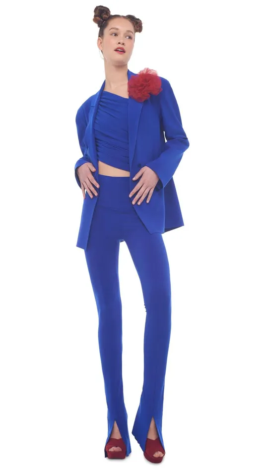 Norma Kamali Jackets SB STRAIGHT FIT JACKET Cobalt 8211 Clothing
