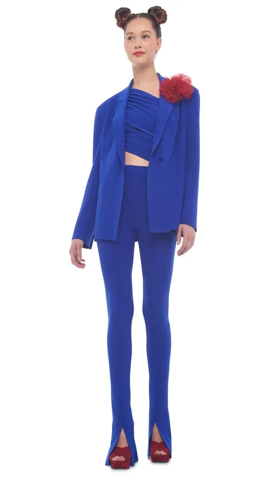 Norma Kamali Jackets SB STRAIGHT FIT JACKET Cobalt 8211 Clothing