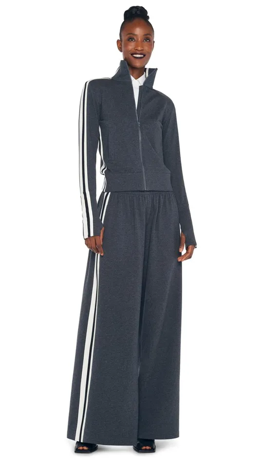 Norma Kamali Jackets SIDE STRIPE TURTLE JACKET Dark Heather Greyoffset Stripe 8211 Clothing Norma Kamali Jackets SIDE STRIPE TURTLE JACKET Dark Heather Greyoffset Stripe 8211 Clothing