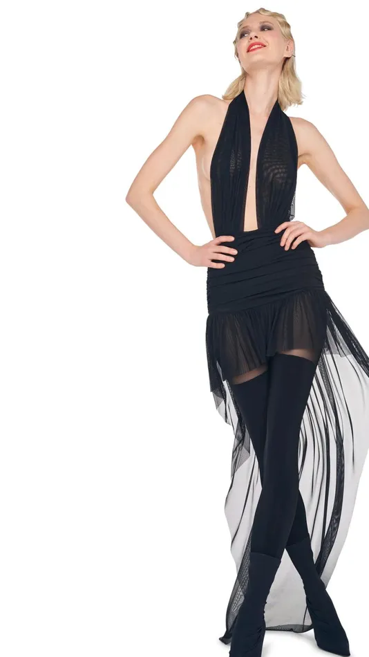 Norma Kamali Swimwear HI LOW HALTER DRESS Black 8211 Clothing